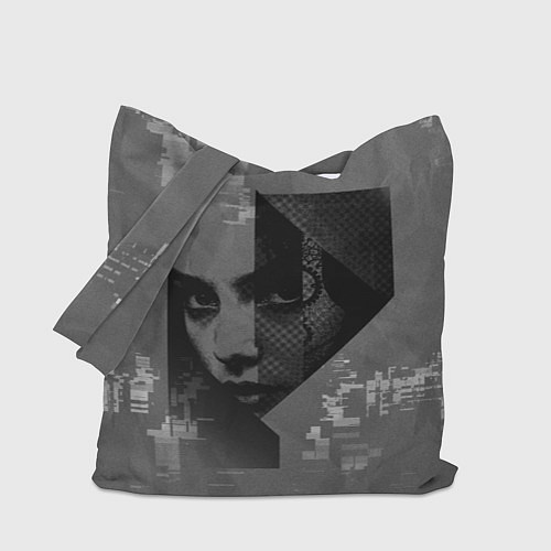 Сумка-шоппер Девушка на фоне гличей / 3D-принт – фото 1