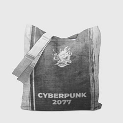 Сумка-шопер Cyberpunk 2077 - grey gradient по-центру, цвет: 3D-принт
