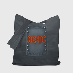 Сумка-шоппер ACDC логотип в виде джинсовой нашивки