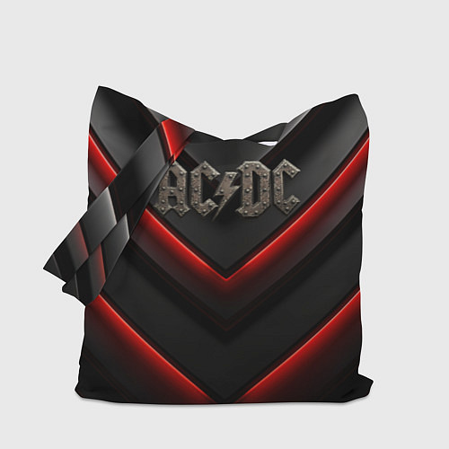 Сумка-шоппер ACDC лого из металла на черно-красной текстуре / 3D-принт – фото 1