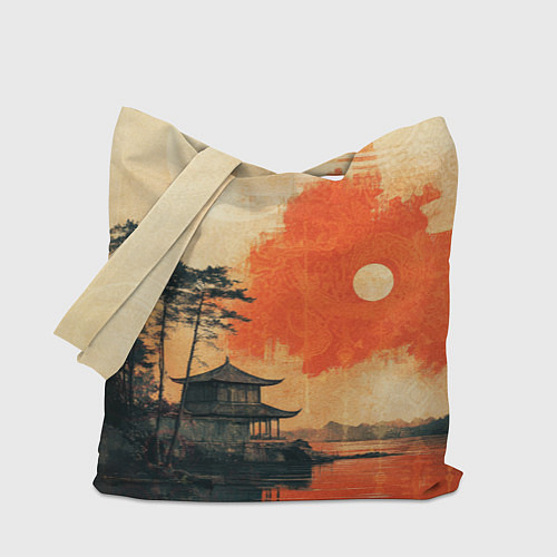 Сумка-шоппер Рыбацкий дом на закате / 3D-принт – фото 1