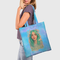 Сумка-шопер Билли Айлиш с зелеными волосами, цвет: 3D-принт — фото 2