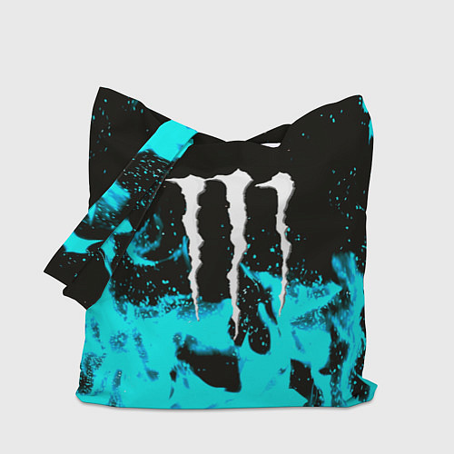 Сумка-шоппер Monster energy голубой огонь / 3D-принт – фото 1