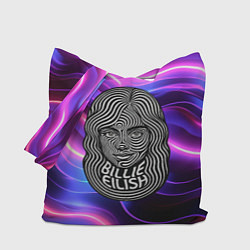 Сумка-шопер Портрет Билли Айлиш из линий, цвет: 3D-принт