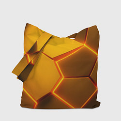 Сумка-шоппер Желтые неоновые соты - текстура