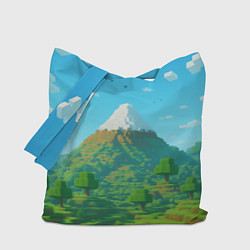 Сумка-шопер Пейзаж Minecraft с горой со снежной шапкой, цвет: 3D-принт