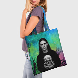Сумка-шопер Bones без зрачков держит череп в руках, цвет: 3D-принт — фото 2