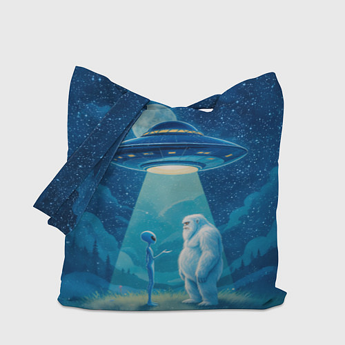 Сумка-шоппер Пришелец и снежный человек / 3D-принт – фото 1