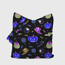 Сумка-шопер Halloween blue black pumpkin, цвет: 3D-принт