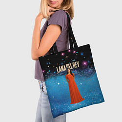 Сумка-шопер Lana Del Rey в оранжевом длинном платье, цвет: 3D-принт — фото 2