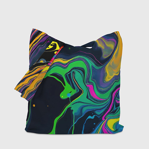 Сумка-шоппер Разводы и переливы разноцветной краски / 3D-принт – фото 1