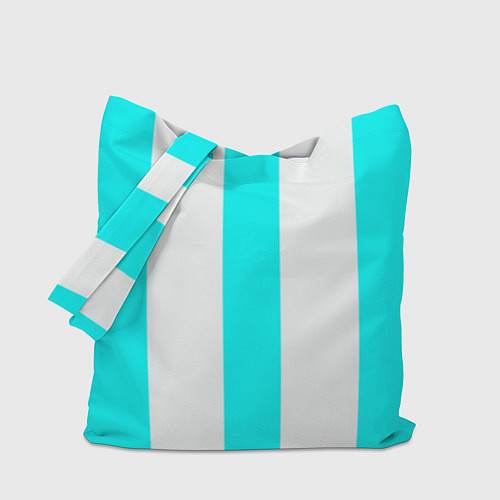 Сумка-шоппер Color light blue white lines / 3D-принт – фото 1