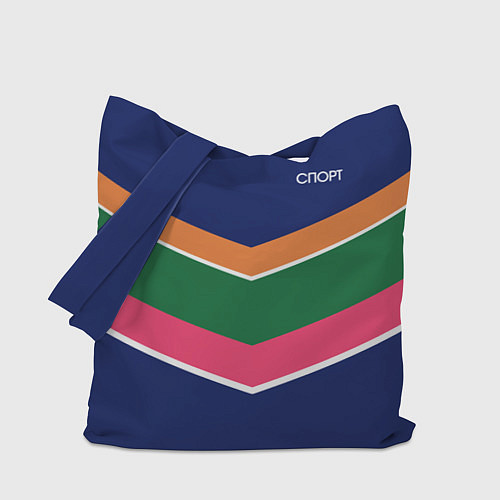 Сумка-шоппер Тёмно-синий спорт с полосами / 3D-принт – фото 1