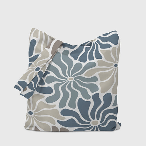 Сумка-шоппер Цветы blue and beige pattern / 3D-принт – фото 1