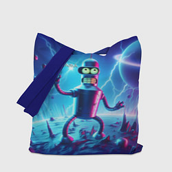 Сумка-шопер Bender on neon planet - ai art fantasy, цвет: 3D-принт