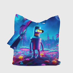 Сумка-шопер Бендер на сказочной неоновой грибной планете - ней, цвет: 3D-принт
