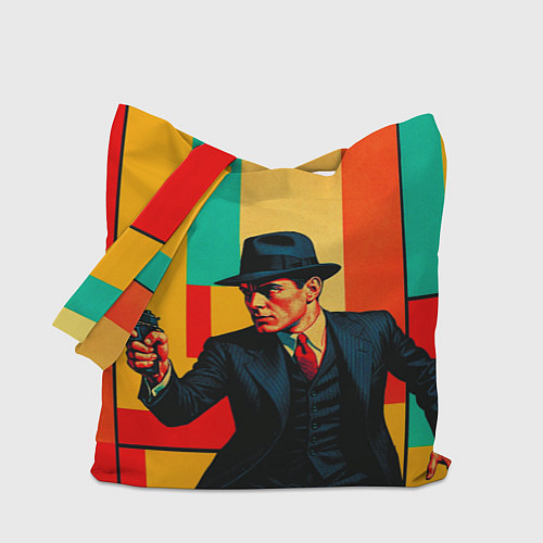 Сумка-шоппер Мужчина с пистолетом поп-арт / 3D-принт – фото 1