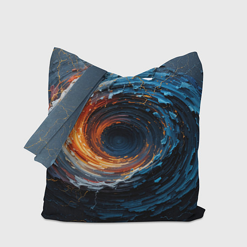 Сумка-шоппер Краска синяя и оранжевая в форме вихря / 3D-принт – фото 1