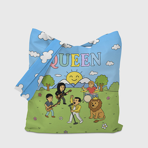 Сумка-шоппер Queen мультяшный стиль на поляне / 3D-принт – фото 1
