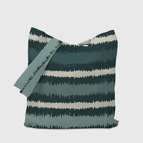 Сумка-шоппер Полосы зигзагообразные зеленые / 3D-принт – фото 1