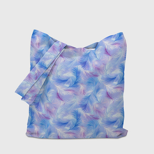 Сумка-шоппер Узор из голубых и сиреневых перьев / 3D-принт – фото 1