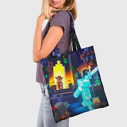 Сумка-шопер Майнкрафт - рейд в подземелье, цвет: 3D-принт — фото 2