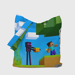 Сумка-шопер Эндермен помогает героям, цвет: 3D-принт