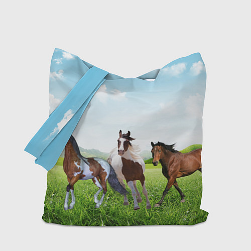 Сумка-шоппер Лошади в степи / 3D-принт – фото 1