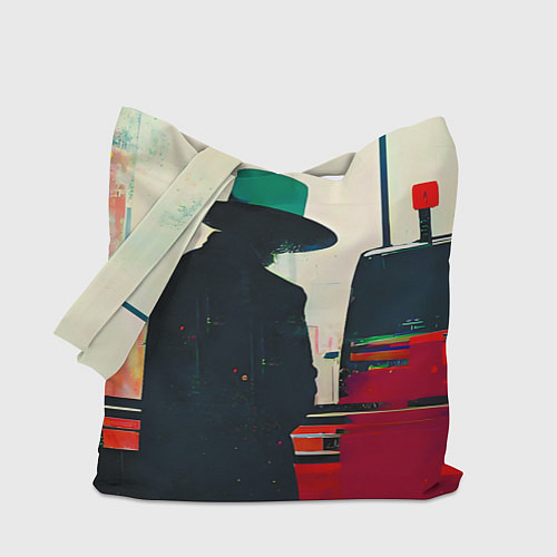 Сумка-шоппер Глитч мужчина в шляпе поп-арт / 3D-принт – фото 1