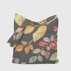 Сумка-шопер Шумный листопад на сером, цвет: 3D-принт