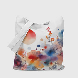 Сумка-шопер Иероглиф любовь в цветочном паттерне, цвет: 3D-принт