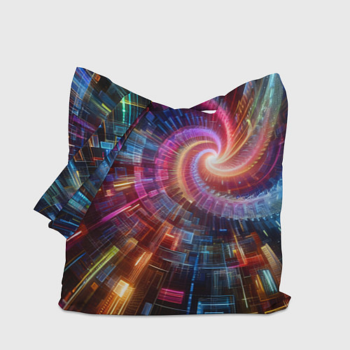 Сумка-шоппер Fractal neon spiral - ai art fantasy / 3D-принт – фото 1