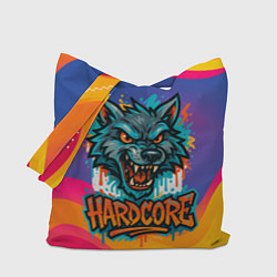 Сумка-шопер Hardcore голова волка, цвет: 3D-принт