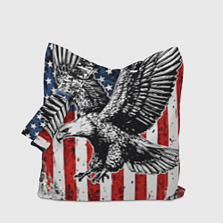 Сумка-шопер Орел на фоне американского флага USA, цвет: 3D-принт