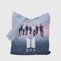 Сумка-шопер BTS нежный блестящий фон, цвет: 3D-принт