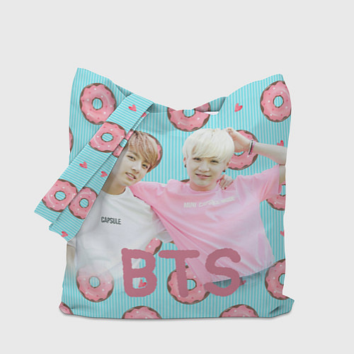 Сумка-шоппер BTS на фоне пончиков / 3D-принт – фото 1