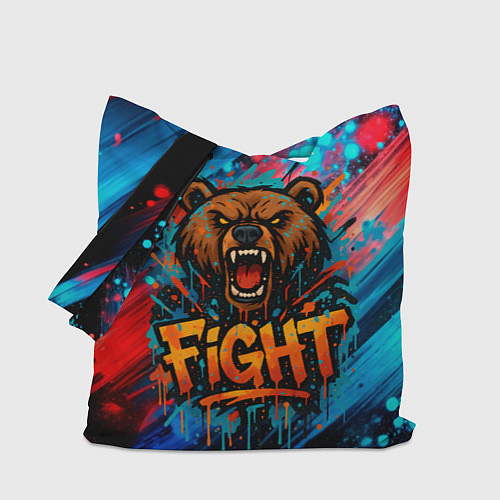Сумка-шоппер Fight - медведь в краске / 3D-принт – фото 1