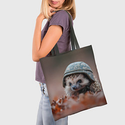 Сумка-шопер Ежик солдат в каске, цвет: 3D-принт — фото 2