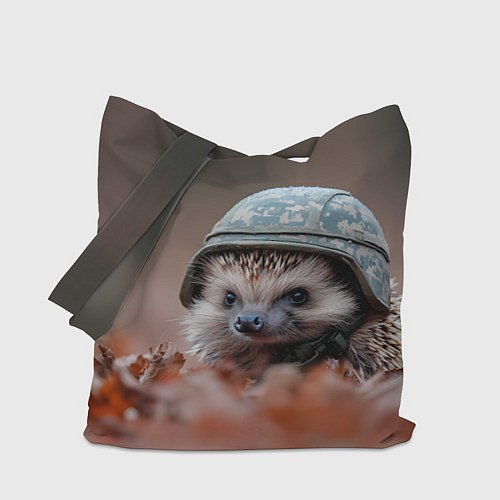 Сумка-шоппер Ежик солдат в каске / 3D-принт – фото 1