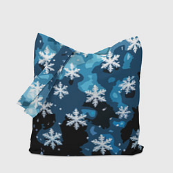 Сумка-шоппер Стилизованный паттерн со снежинками тёмно-синий