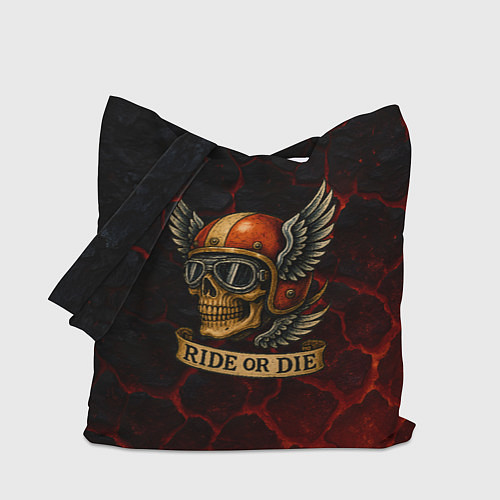 Сумка-шоппер Ride or die череп мотоциклиста / 3D-принт – фото 1