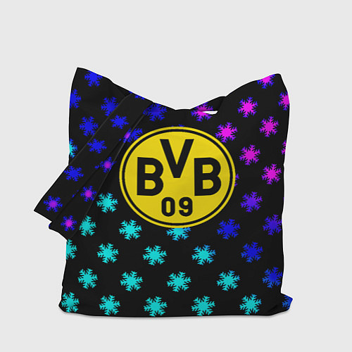 Сумка-шоппер Borussia неоновые снежинки / 3D-принт – фото 1