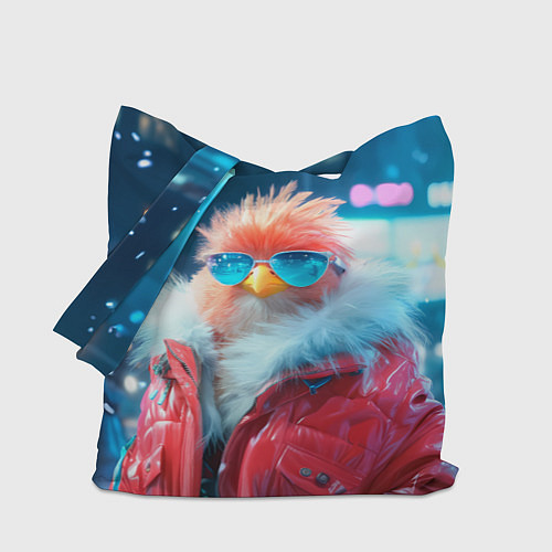 Сумка-шоппер Розовая птичка в куртке / 3D-принт – фото 1