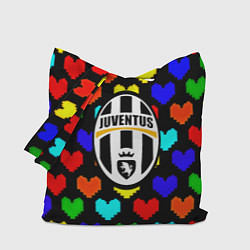 Сумка-шопер Ювентус сердце паттерн, цвет: 3D-принт