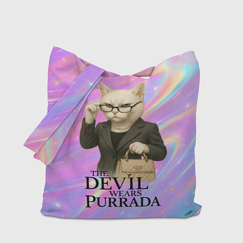 Сумка-шоппер Дьявол носит Пурада пародия с белой кошкой / 3D-принт – фото 1