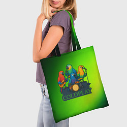 Сумка-шопер Coldplay группа из попугаев, цвет: 3D-принт — фото 2