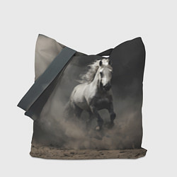 Сумка-шопер Белая лошадь скачет по полю, цвет: 3D-принт