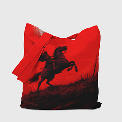 Сумка-шопер Всадник на коне - красный фон, цвет: 3D-принт