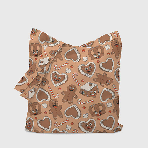 Сумка-шоппер Паттерн с новогодним печеньем / 3D-принт – фото 1
