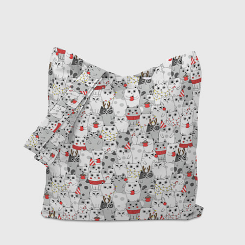 Сумка-шоппер Новогодние котики / 3D-принт – фото 1
